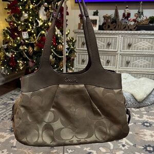 Coach Tan and Brown Shoulder Bag